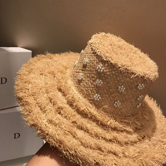 Sombrero de Rafia Tejido a Mano con Perlas - Colección Verano - Image 15