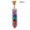 Seven Chakra Natural Crushed Stone Hexagon Column Necklace Aura Pendant Dorado 10PCS