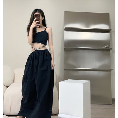 Vestido Largo Strapless Negro Verano - Diseño Moderno sin Cintura