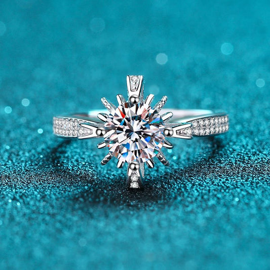Anillo de Plata 925 con Moissanita de 1 Quilate - Diseño Microengastado