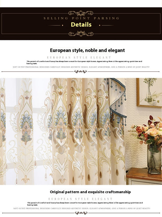 Cortinas Europeas de Lujo con Bordado Hueco de Flores para Sala de Estar - Image 11
