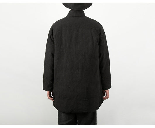 Chaqueta Acolchada Estilo Chino de Algodón y Lino para Hombre - Image 8