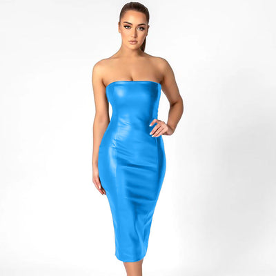 Top Tubo Slim de Cuero PU con Abertura Trasera - Elegancia Minimalista - Image 7
