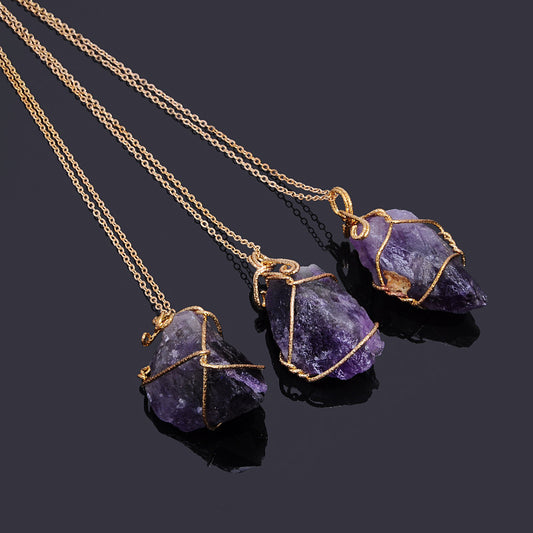 Collar Tejido a Mano con Colgante de Piedra de Cristal Geométrico Irregular - Image 2