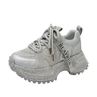 Tenis Deportivos Brillantes con Lentejuelas, Diseño Plateado y Rojo con Cristales - Image 33