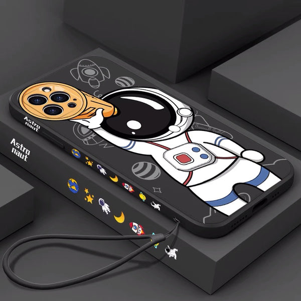 Funda Silicona Astronauta Cartoon con Planeta - Compatible Universal