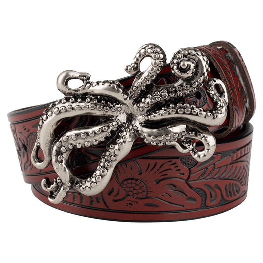 Cinturón de Cuero Grabado con Hebilla Ajustable - Diseño Moderno y Versátil - Image 7