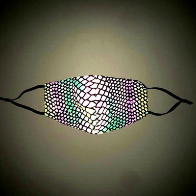 Bright white reflective face mask with ear loops, glowing against a dark grey background. - Image 7