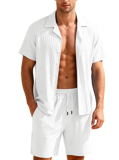 Conjunto Casual de Camisa con Botones y Shorts para Hombre - Image 33