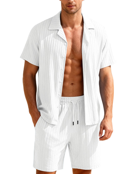Conjunto Casual de Camisa con Botones y Shorts para Hombre - Image 33