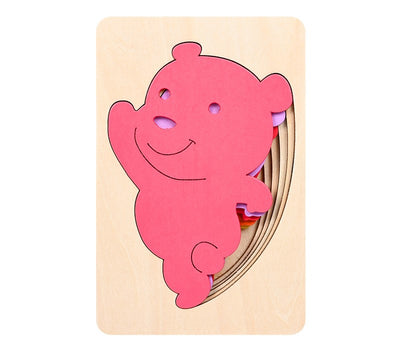 Puzzle 3D de Animales en Madera con Degradado Multicapa - Image 8