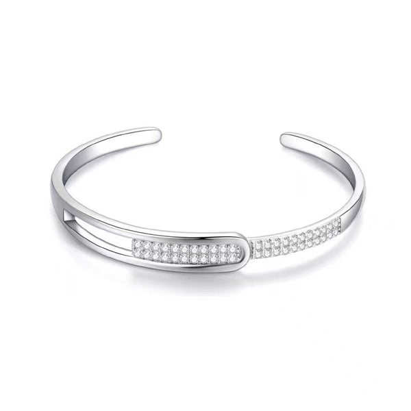Pulsera de Plata Esterlina S925 con Diamantes Completos Estilo Coreano