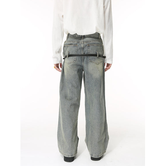 Jeans Masculino Hip Hop Cintura Solta Design de Verão