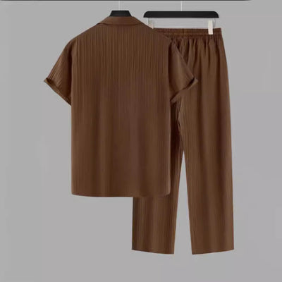 Camisa Ejecutiva a Rayas con Solapa y Pecho Estructurado para Hombre - Image 4