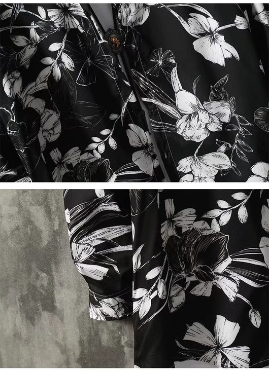 Camisa Floral Manga Larga Hombre - Estilo Casual Holgado Tendencia - Image 7