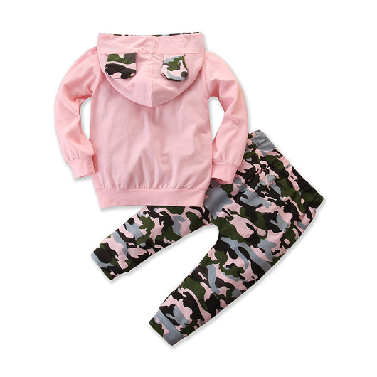 Conjunto de Sudadera con Capucha y Pantalón Camuflado para Niña - Estilo Primavera Otoño - Image 2