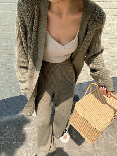 Conjunto Elegante: Suéter Tejido Holgado + Pantalón Recto Cintura Alta - Image 24