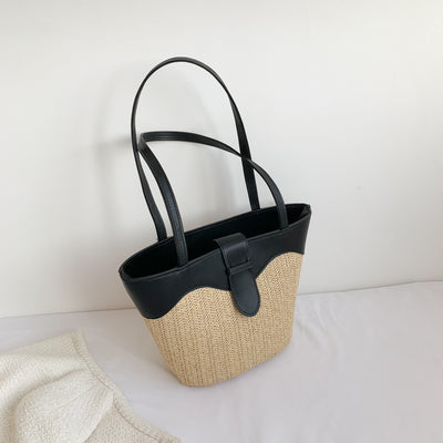 Bolso Tejido de Gran Capacidad con Diseño Patchwork para Mujer - Image 13