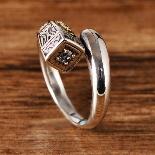 Anillo de Plata 925 Virgen María con Diamantes Estilo Vintage - Image 6