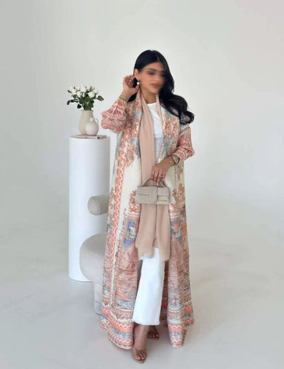 Cardigan Chal Estampado con Pliegues para Mujer - Image 8