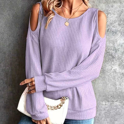 Blusa Manga Larga Hombros Descubiertos con Botones en la Espalda para Mujer - Image 5