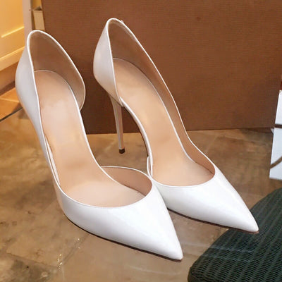 Tacones Stiletto Puntiagudos de Cuero Suave con Lateral Abierto