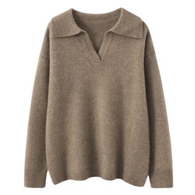 Suéter Polo Cashmere Suelto de Manga Corta para Mujer - Image 6