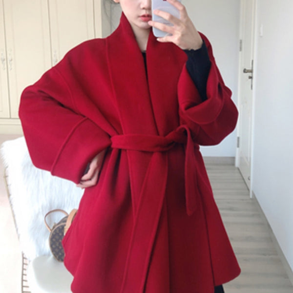 Abrigo de Lana Reversible Clásico de Doble Cara