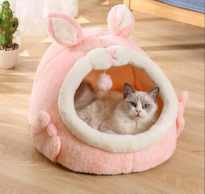 Cama Gatito Cerrada Rosa Conejo Gritón - Casa para Gatos Otoño Invierno - Image 8
