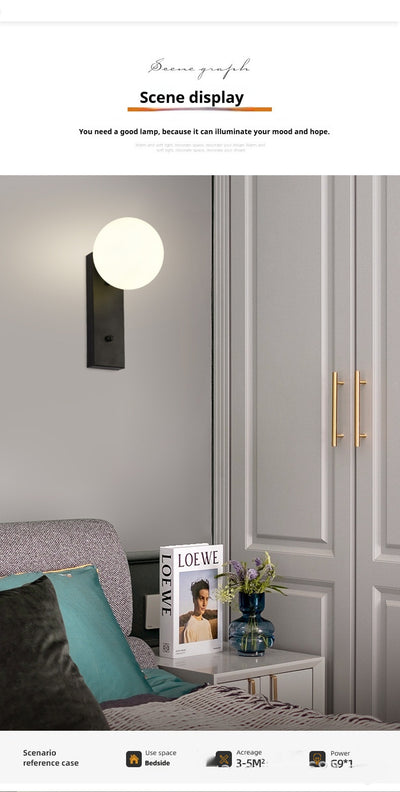 Lámpara Minimalista de Cristal para Mesita de Noche - Image 33