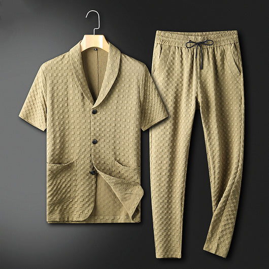 Traje Casual Hombre Cuello Estampado Oscuro - Image 5
