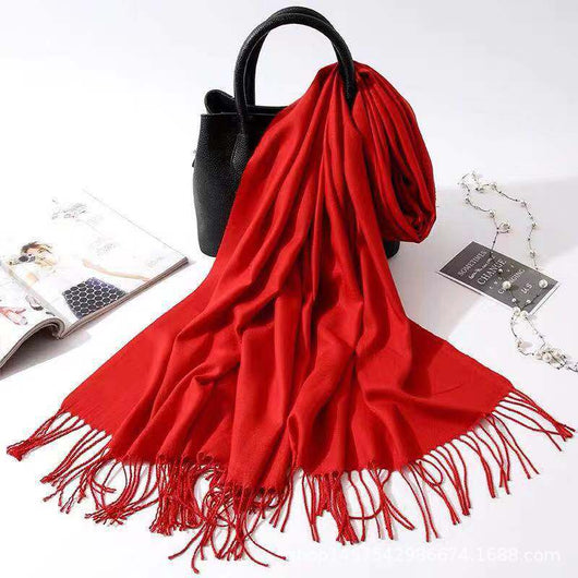 Bufanda de Imitación Cashmere para Mujer - Chal Versátil Cálido con Flecos - Image 43