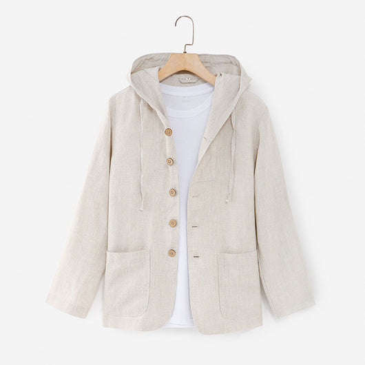 Chaqueta Lino Casual con Capucha - Suelta y Transpirable - Image 9