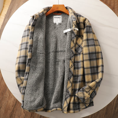 Abrigo Acolchado de Lana Escocesa con Forro Polar para Otoño e Invierno - Image 20