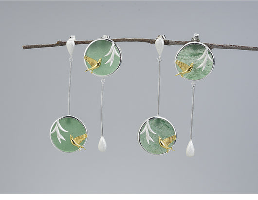 Aretes de Plata S925 Estilo Retro Guochao con Piedra Natural y Diseño Asimétrico de Nubes - Image 17