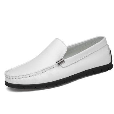 Zapatos de Cuero Blanco Piso Plano - Comodidad Premium en Cuero Genuino