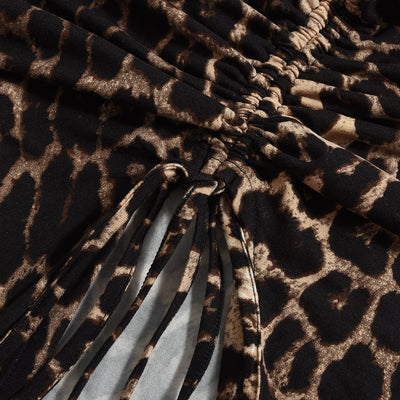 Blusa Ajustada de Manga Larga con Estampado Leopardo y Cordón - Image 9