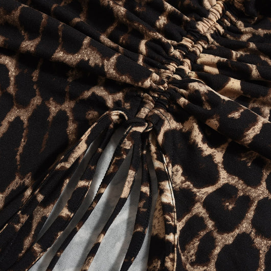 Blusa Ajustada de Manga Larga con Estampado Leopardo y Cordón - Image 9