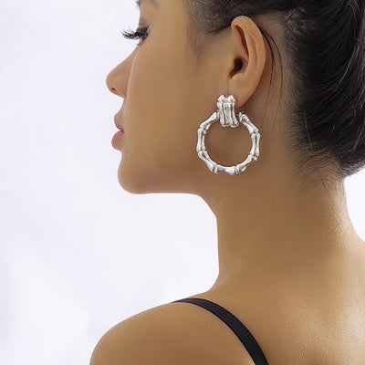 Aretes Redondos de Bambú Estilo Hip Hop - Image 4