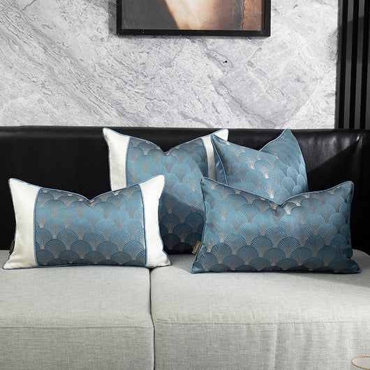 Cojines Patchwork Azul y Blanco para Sofá y Sala