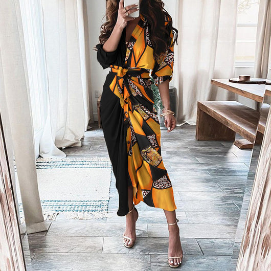 Vestido Camisero con Cordones Europeo Elegante de Manga Larga - Image 10