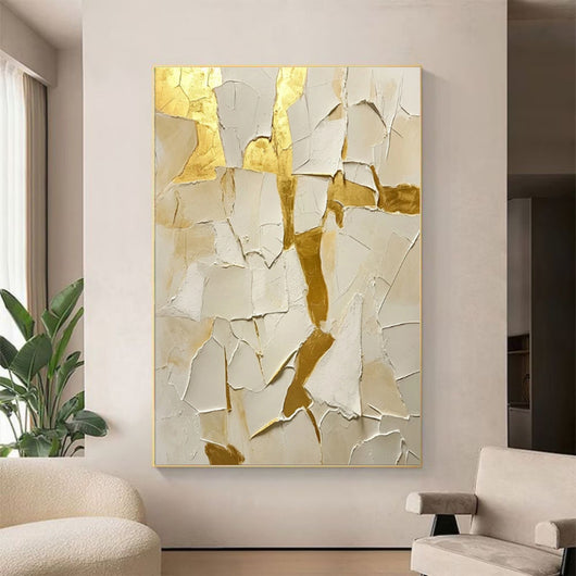 Cuadro Abstracto Dorado Pintado a Mano - Arte Moderno en Óleo para Sala y Dormitorio - Image 4