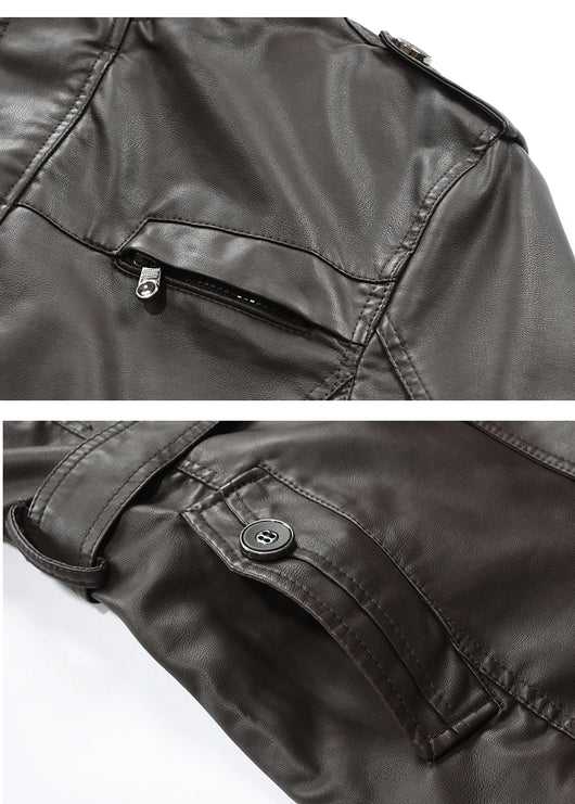 Abrigo Casual de Piel Sintética con Forro Polar para Hombre - Image 8