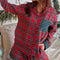 Pijama Navideño de 2 Piezas con Cuadros Rojos y Parches Contrastantes