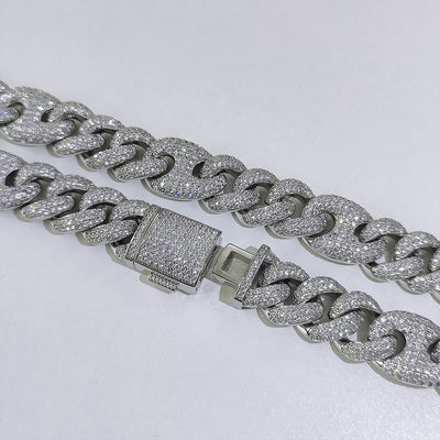 Cadena Cubana Hip Hop 15mm Tres en Uno con Cierre Nariz de Cerdo - Collar y Pulsera - Image 7