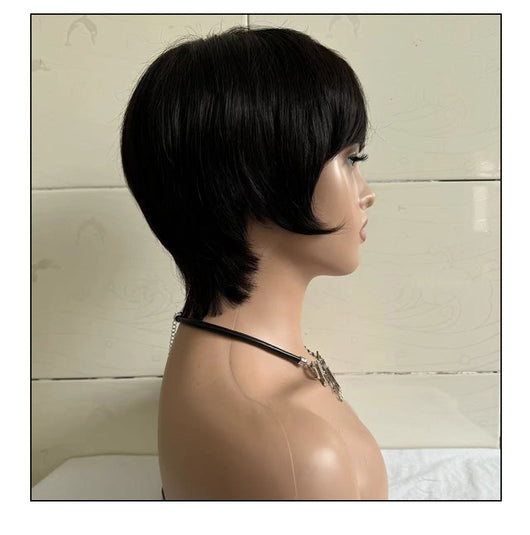 Peluca Corta Recta para Mujer con Cabello Humano Real - Image 8