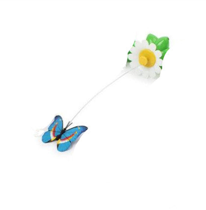 Electric pet toy with a row of white and yellow daisy flowers, green leaves, and five colorful feather birds on wires. - Image 9