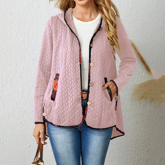 Chaqueta de Invierno con Estampado y Colores Sólidos
