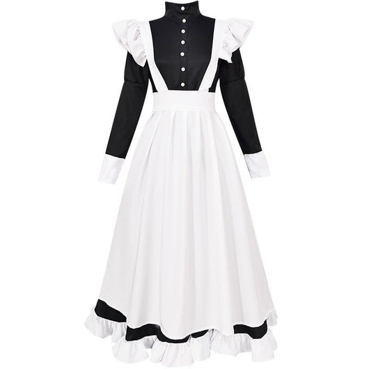 Vestido Uniforme Sirvienta Británica con Orejas de Gato y Detalle de Perlas - Image 4