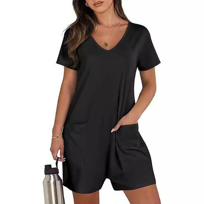 Jumpsuit Casual sin Mangas para Mujer - Diseño Fresco con Cinturón y Bolsillos